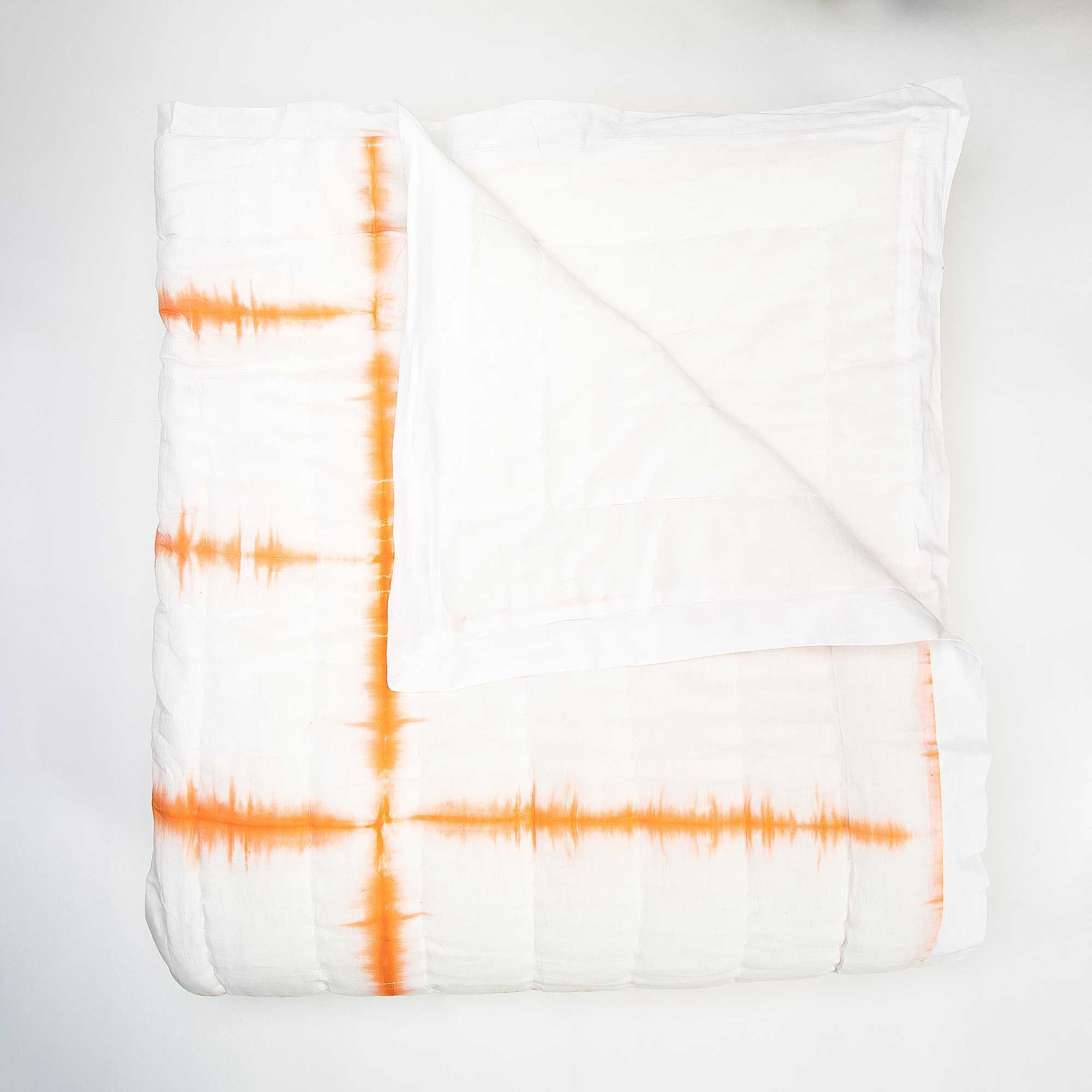 Traditional Handmade Orange Stripes Tie Dye Pure Cotton Jaipuri Razai